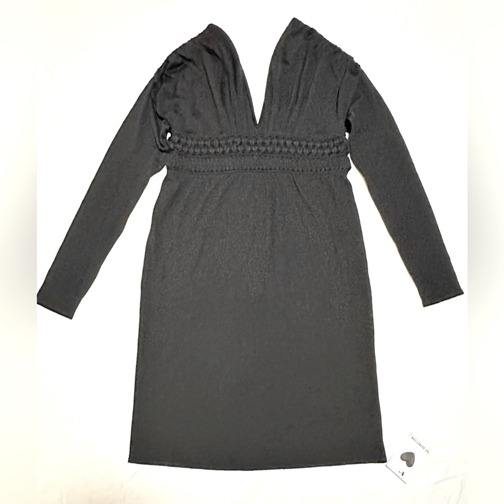 RETAIL $895 Philosophy by Alberta Ferretti black V neck sweater dress 10